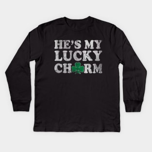 Hes My Lucky Charm Couples St Patricks Day Kids Long Sleeve T-Shirt